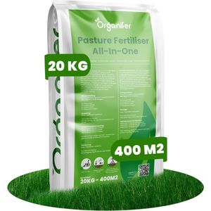 Weidemeststof All-In-One (20Kg – Voor 400m2) Paardenweide en Hobbyvee - Geeft hoogwaardig en smakelijk gras en ruwvoer - Verrijkt met Mineralen en Spoorelementen - Organifer