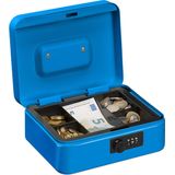 Relaxdays geldkistje met cijferslot - geldkluisje slot - kistje voor geld - geldcassette - blauw
