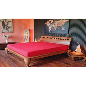 Hoeslaken 90x200 - 100x220 - hoge 40cm brug ook voor boxspringbed & waterbed - hoeslaken ca. 170g/m² - bedlaken - 100% katoen (17 bordeaux)