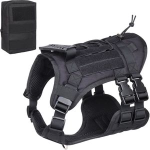 Pro K9 Hondentuig Set met Hondentas(L)- Anti trek - Tactical Hondentuig - Middel en grote hond - Veiligheidstuig- Tactical Hondenvest -Voor Wandeltraining- Zwart