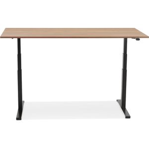 Alterego Zwarte ergonomische elektrische bureau 'TRONIK' met blad in notenhouten afwerking - 160x80 cm