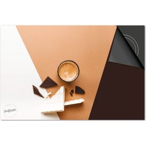 Inductie beschermer 81x52 - afdekplaat inductie mat - Dietrix Kookplaat beschermer - DELUXE - Koffie en Chocola - Bruin Wit Zwart chocola
