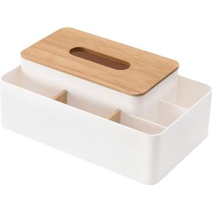 Tissue box houder met Opslag voor Weefsels en Houten Cover - Rechthoekig voor Keuken Eetkamer Badkamer Tafel Bureau Auto.