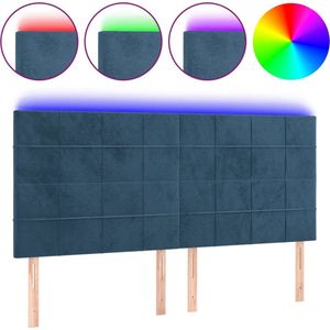 vidaXL-Hoofdbord-LED-200x5x118/128-cm-fluweel-donkerblauw