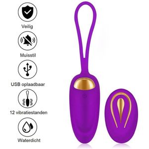 Happy Tears | Luxe Ei Vibrator voor vrouwen | Heerlijke Clitoris en GSpot Stimulatie | Afstand bedienbaar  | Voor koppels | Anaal | 12 vibratiestanden | Massage | Vagina | sex | Unisex |  Paars