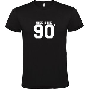Zwart T shirt met print van "" Made in the 90's / gemaakt in de jaren 90 "" print Wit size XXL
