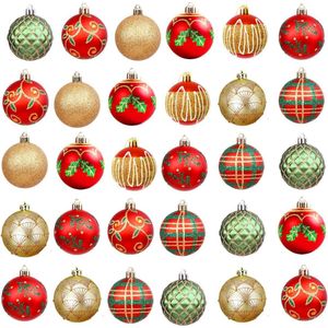 30 stuks roségoud kerstdecoratieset - 6 cm kunststof sieraden - onbreekbare kerstboom hangers - kerstdecoratie met haken