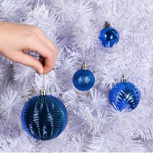 Prextex Blauwe Kerstbal Ornamenten voor Kerstversiering 36 Stuks Kerstboom Onbreekbare Ornamenten met Ophanglus voor Kerstmis en Feestdecoratie