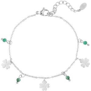 Bracelet four-leaf clovers & stones | Armband | Yehwang- Moederdag cadeautje - cadeau voor haar - mama