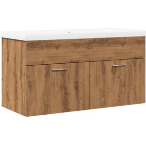 vidaXL - Wastafelkast - met - ingebouwde - wasbak - artisanaal - eikenkleurig