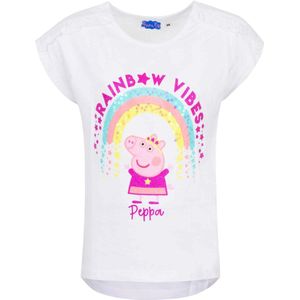Peppa Pig t-shirt, wit, Rainbow Vibes, maat 110