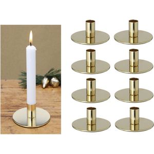 Selbro ® Klassieke Set van 8 Gouden Metalen Kaarsenhouders voor Stijlvolle Tafeldecoratie