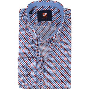 Suitable - Overhemd Ruit Blauw Rood - 39 - Heren - Modern-fit