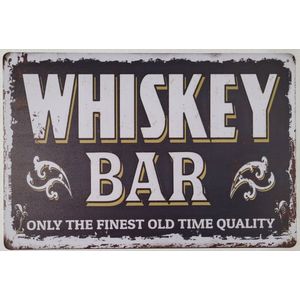 Whiskey bar the finest old time Reclamebord van metaal METALEN-WANDBORD - MUURPLAAT - VINTAGE - RETRO - HORECA- BORD-WANDDECORATIE -TEKSTBORD - DECORATIEBORD - RECLAMEPLAAT - WANDPLAAT - NOSTALGIE -CAFE- BAR -MANCAVE- KROEG- MAN CAVE