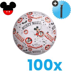 Mickey Mouse Lichtgewicht Speelgoed Bal - Kinderbal - 23 cm - Volumebundel 100 stuks - Inclusief Balpomp