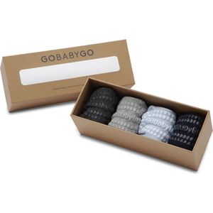 GoBabyGo Combo Box - bamboe antislip sokjes / Sky Blue, Dark Blue, Grey Melange, Dark Grey Melange -  6-12m / 17-19