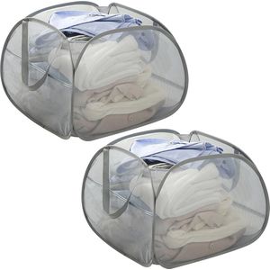 Selbro ® Fraaie Opvouwbare Wasmand Set van 2 met Handige Pop-up Functie en Ventilerende Mesh Stof