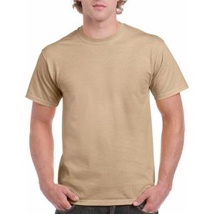 T-shirts beige voor heren - zware 200gr kwaliteit - Basic shirts - Katoen - Korte mouwen - Comfort pasvorm L