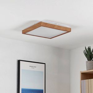 Lindby - LED plafondlamp - 1licht - ijzer, aluminium, kunststof - H: 8 cm - licht hout, wit - Inclusief lichtbron