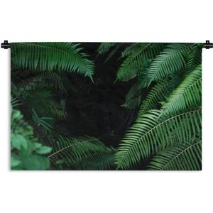 Wandkleed Diep in de jungle - Tropische varens in het regenwoud Wandkleed katoen 150x100 cm - Wandtapijt met foto