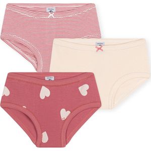 Petit Bateau Set van 3 katoenen slips met hoge taille en hartje voor kinderen Meisjes Onderbroek - Maat 140