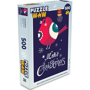 Puzzel Vogel - Sneeuw - Kerst - Merry christmas - Legpuzzel - Puzzel 500 stukjes - Kerst - Cadeau - Kerstcadeau voor mannen, vrouwen en kinderen