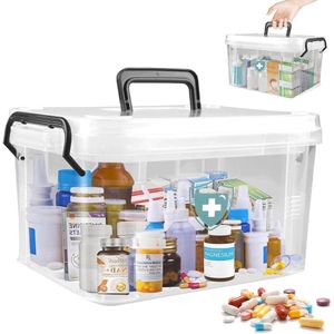 Medicijnbox voor huisapotheek - medicijnenopslag en cosmetica (24 x 17 x 135 cm) met handgrepen