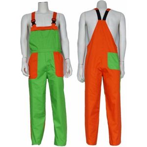 Yoworkwear Tuinbroek polyester/katoen groen-oranje maat 128