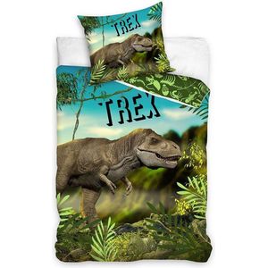 Carbotex Dekbedovertrek T-rex Junior 70 X 90 Cm Katoen Groen