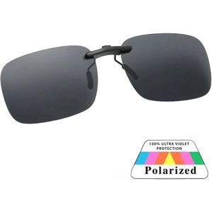 Fako Sunglasses® - Clip On Voorzet Zonnebril - Overzet Clip-on - Polariserend - Polarized - Medium - 135x40mm - Zwart