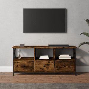vidaXL-Tv-meubel-102x33x45-cm-bewerkt-hout-en-ijzer-gerookt-eikenkleur