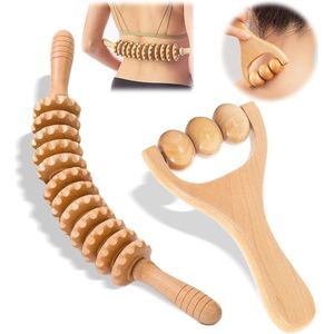 Anti-cellulitis Massageapparaat met Houten Massagerollen - Verlicht Spierpijn en Bevorder Bloedcirculatie - 2 Stuks