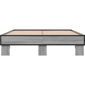 vidaXL-Bedframe-bewerkt-hout-metaal-grijs-sonoma-eiken-120x190-cm