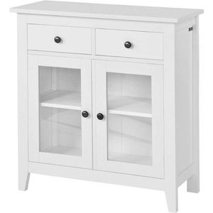 Simpletrade Dressoir - Opbergkast - 2 lades - Glazen deuren - 80x32x86 cm