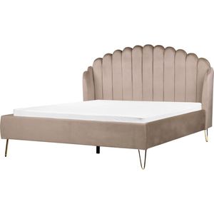 AMBILLOU - Tweepersoonsbed - Taupe - 160 x 200 cm - Fluweel