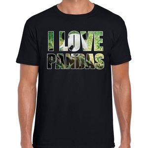 I love pandas t-shirt zwart heren - panda beren dieren t-shirt / kleding - cadeau t-shirt / panda shirts XXL