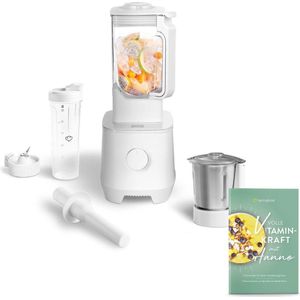 Springlane Power Blender Hanno 2000 W - 2,5 L Tritan Kan - Wit + Roestvrijstalen Mengkom en To Go Beker