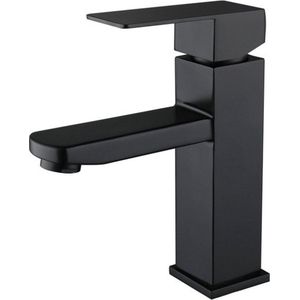 Badkamerkraan - Wastafelkraan - Wastafel Mengkraan - Zwarte Badkamerkraan - Gootsteen kraan - RVS - Keuken Kraan - Moderne wasbakkraan - Wastafelkraan zwart - Badkamer Wastafelkraan - badkamer kraan zwart