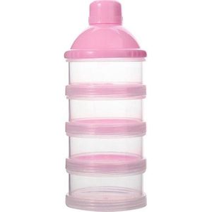 Melkpoeder doseerdoosje - BPA vrij - Roze - 4 lagen -Melkpoeder toren - Babypoeder bewaarbakje - Reisbox - Dispenser - Poedertoren