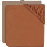 Jollein - Baby Hoeslaken Jersey (Caramel/Biscuit) - Katoen - Hoeslaken Wieg - 2 Stuks - 60x120cm