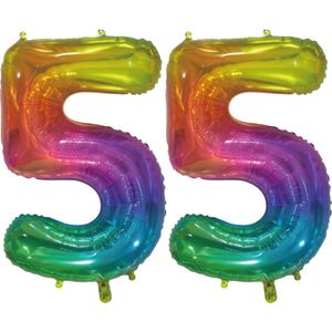 Folieballon 55 jaar Regenboog 76cm