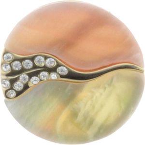 Behave - Broche - Rond - Schelp - Crème - Oranje - Goud kleur - Dames - 4.5 cm