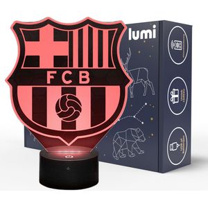 Lumi 3D Nachtlamp - 16 kleuren - FC Barcelona - Voetbal - LED Illusie - Bureaulamp - Sfeerlamp - Dimbaar - USB of Batterijen - Afstandsbediening - Cadeau