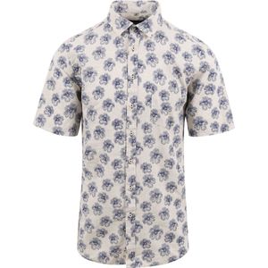 Suitable - Short Sleeve Overhemd Linnen Simon Blauw - Heren - Maat L - Regular-fit