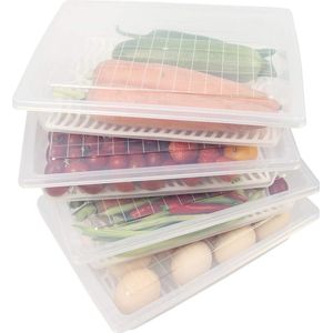 Voedselopslagcontainers, plastic voedselcontainers met verwijderbare afvoerplaat en deksel, stapelbaar, draagbaar, groenten, vlees en meer (4)