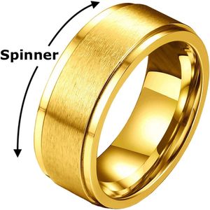 Fidget Ring Goud kleurig - Anxiety Ring - Fidget Toy Om Je Vinger! - Staal - Ringen Heren Dames - Cadeau voor Man - Mannen Cadeautjes Accesoires