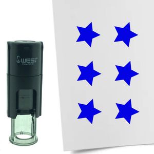 CombiCraft Stempel Ster of Sterretje 10mm rond - blauwe inkt