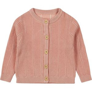 Dirkje - Bio Katoen - Vest - Dusty pink - Gebreid - Maat 86