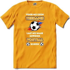 Oranje voetbal leeuw - WK en EK voetbal kampioenschap - koningsdag en Koninginnedag feest kleding - T-Shirt - Meisjes - Geel - Maat 12 jaar