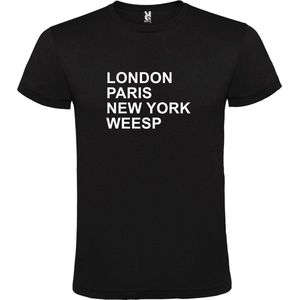 Zwart t-shirt met "" London, Paris , New York, Weesp "" print Wit size XXXXXL